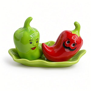 Kitchlux Ceramic Salt and Pepper Shakers - Red & Green Chillies