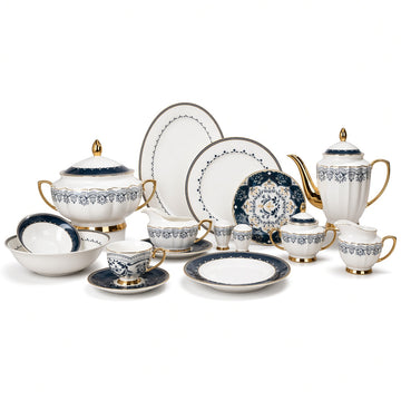 Johnson Bros Inspired Navy Gold Patterns Bone China Dinner Set