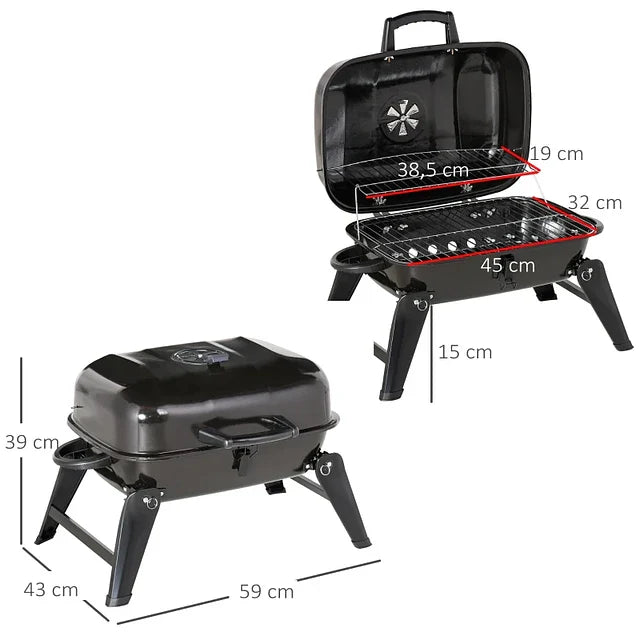 FOLDABLE TABLE TOP BARBEQUE GRILL