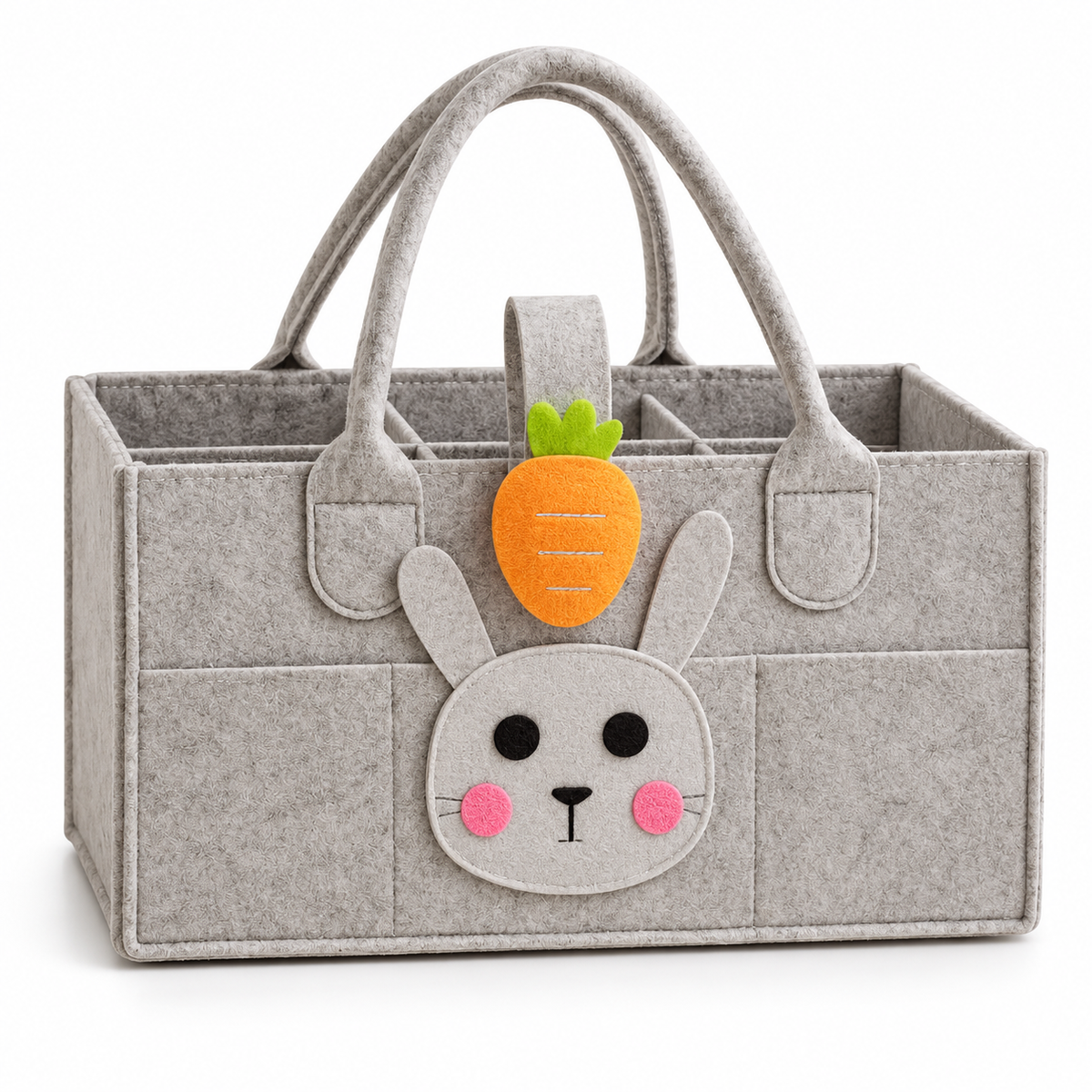 Felt Diaper Caddy – Rabbit – Front Studio View