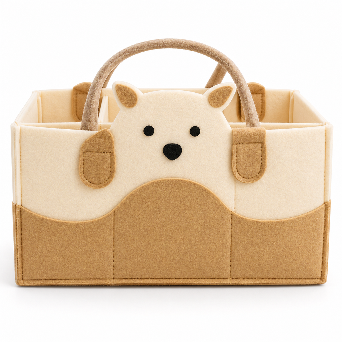 Felt Diaper Caddy – Bear – Front Studio View