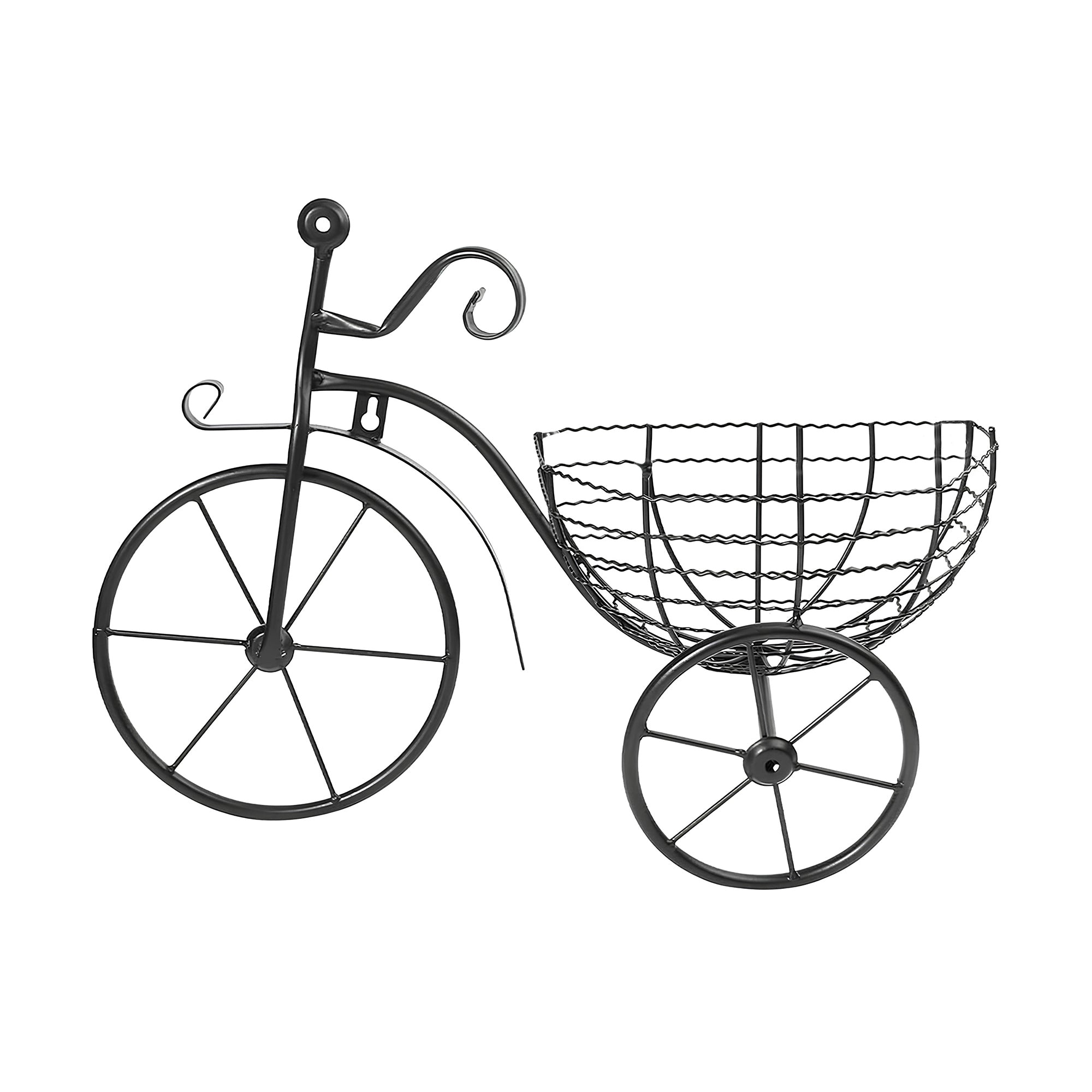 Bicycle Design Wall Basket For Home Decoration Black