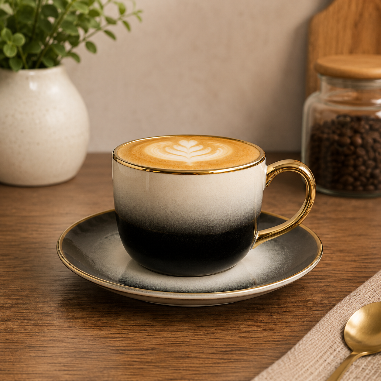 CUP & SAUCER STONE HEAVY
