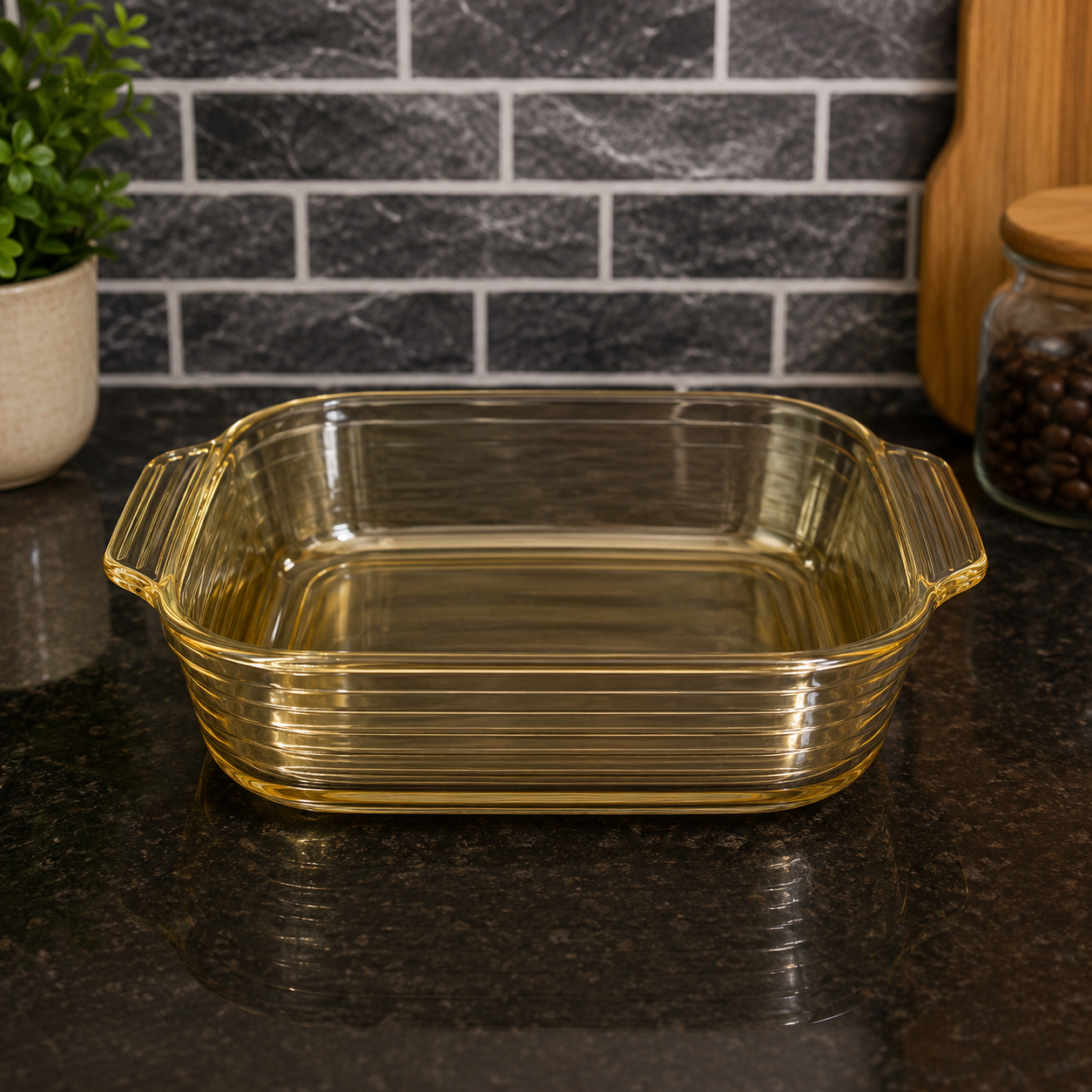 RECTANGULAR GLASS BAKING DISH WITH HANDLES