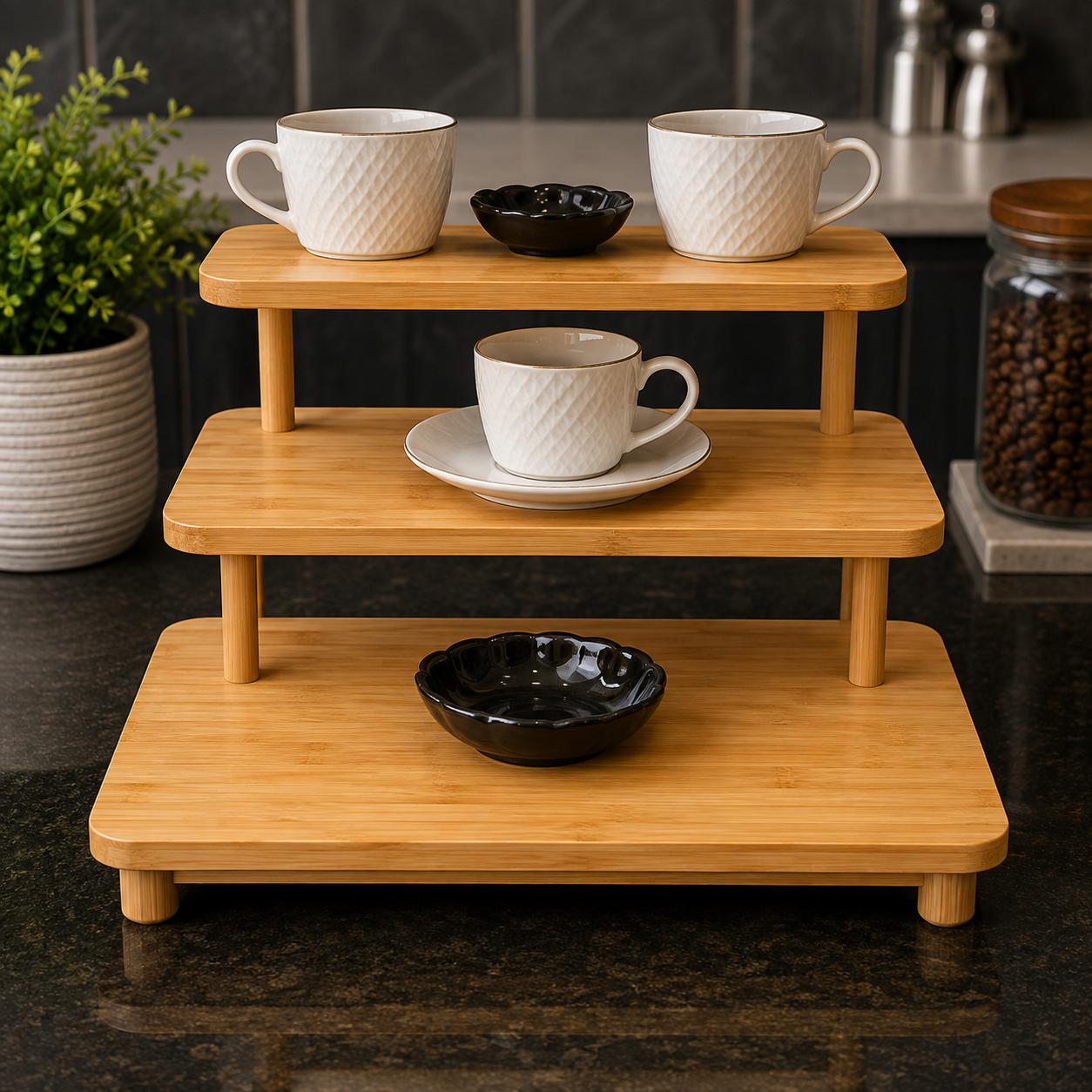 3-TIER BAMBOO DISPLAY STAND