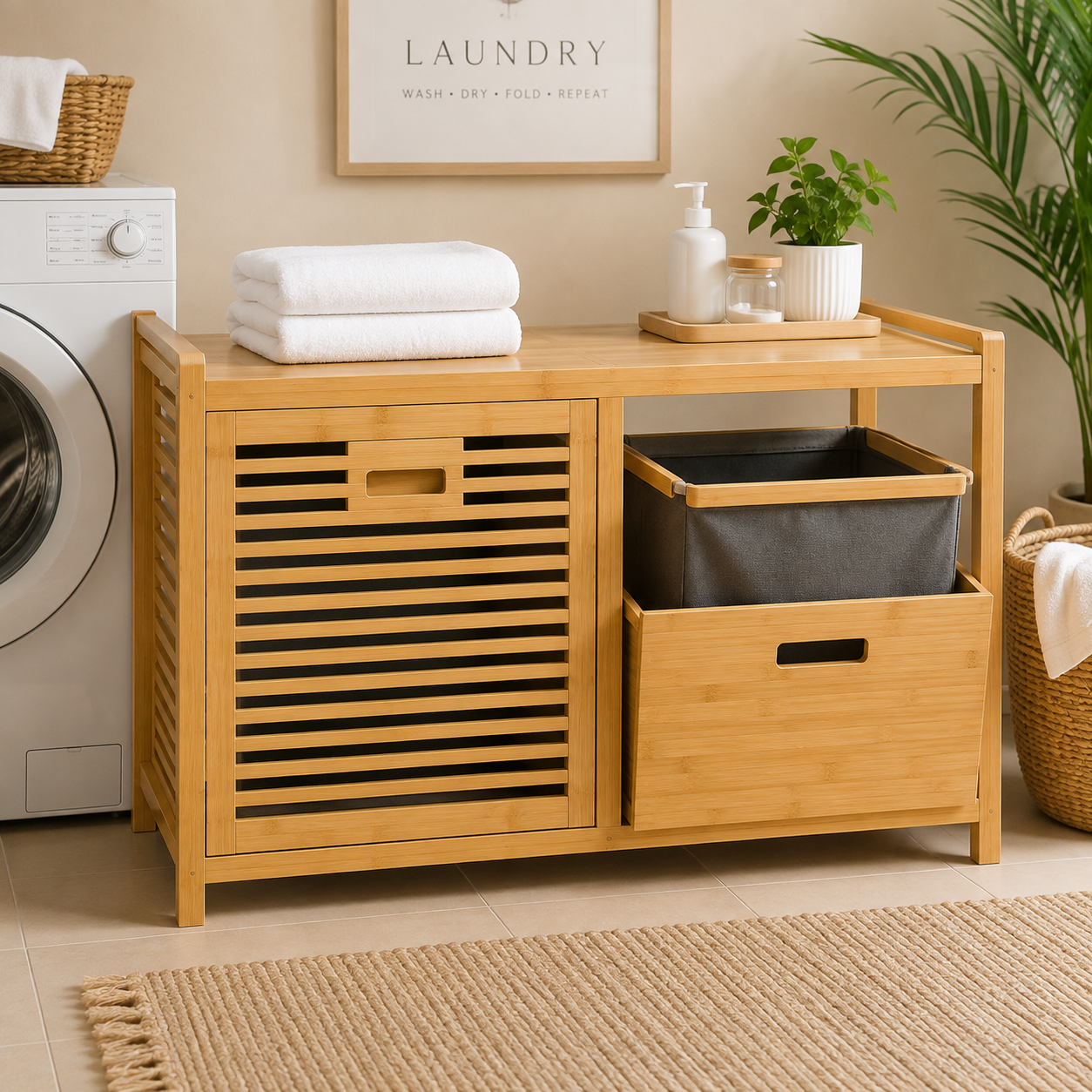 LAUNDRY STORAGE HAMPER CABINET