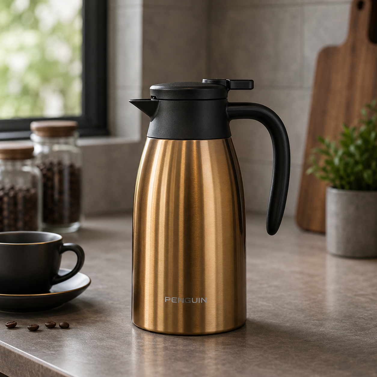 PENGUIN GOLD STAINLESS STEEL VACUUM COFFEE POT