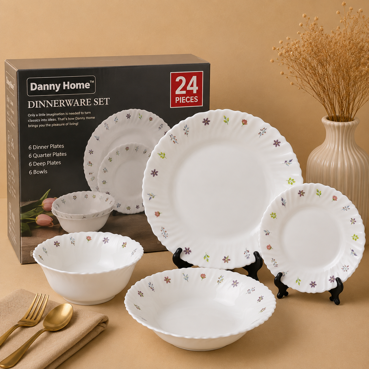 DANNY HOME 24 PCS MEADOW BLOSSOM DINNER SET