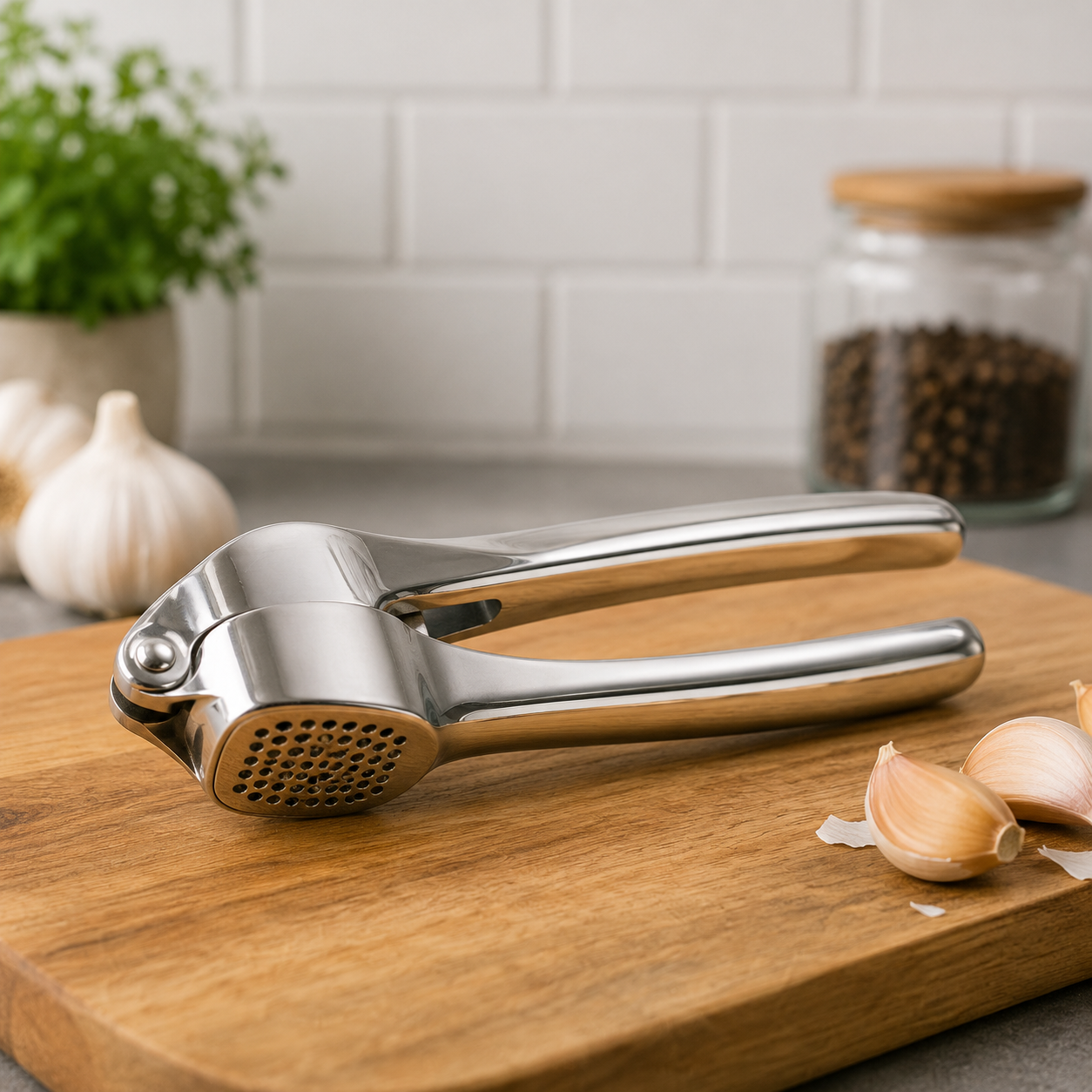 STAINLESS STEEL GARLIC PRESS