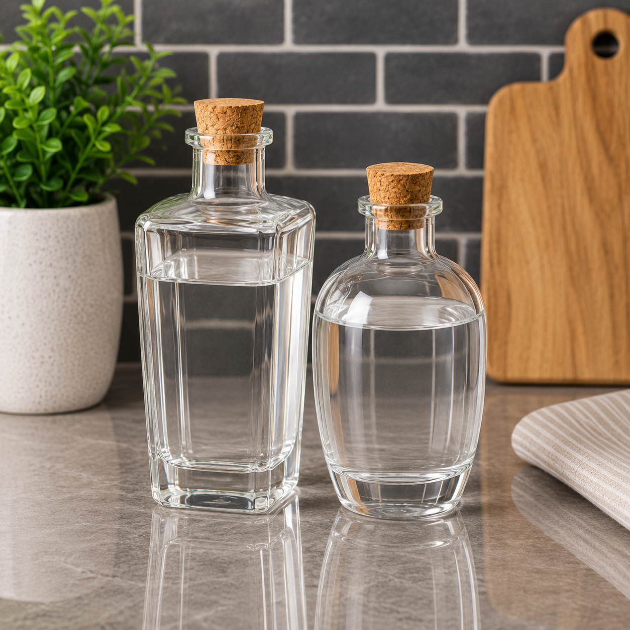 PCS GLASS STORAGE BOTTLE SET WITH CORK STOPPERS