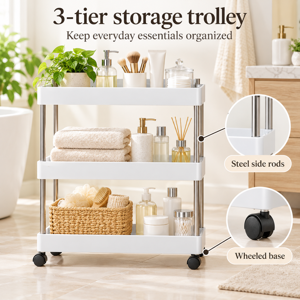 3-Tier Storage Trolley