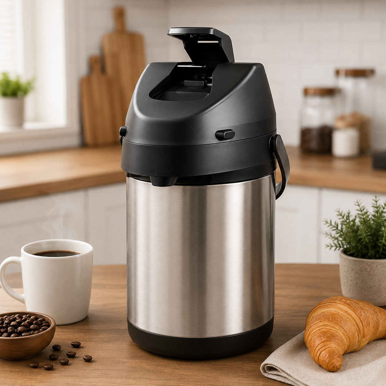 STAINLESS STEEL AIRPOT THERMAL BEVERAGE DISPENSER