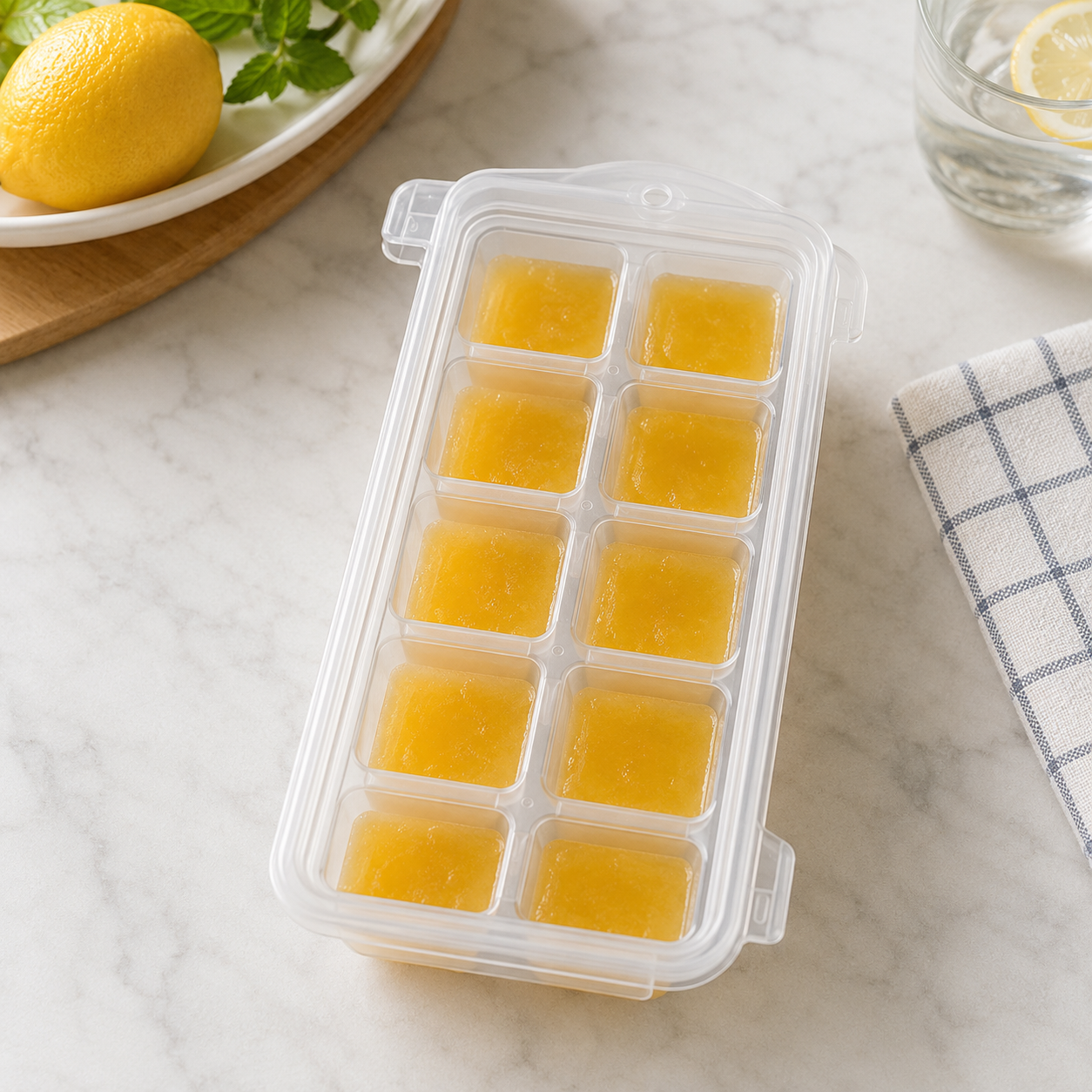 10 GRID ICE CUBE TRAY WITH LID