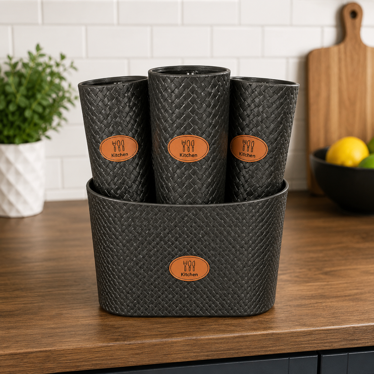4-PIECE KITCHEN UTENSIL HOLDER SET