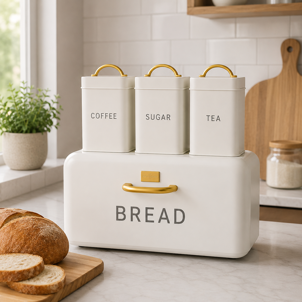 4-PIECE WHITE BREAD BOX SET