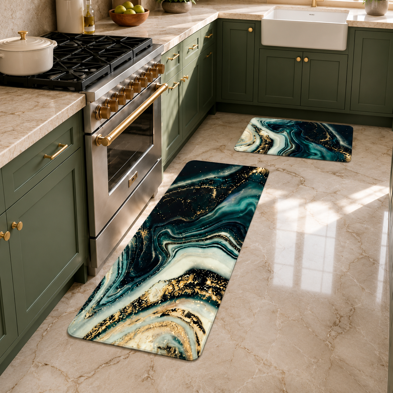 LUXURY AGATE MARBLE KITCHEN MAT SET