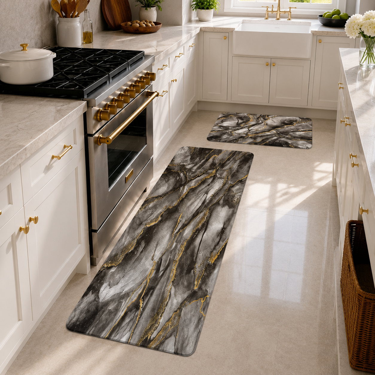 LUXURY MARBLE KITCHEN FLOOR MAT SET