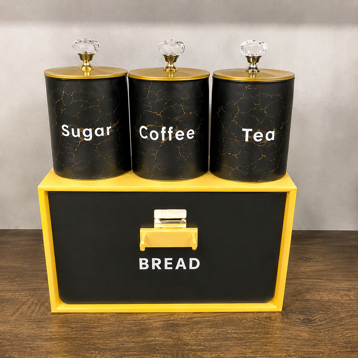 4-PIECE BLACK BREAD BOX SET