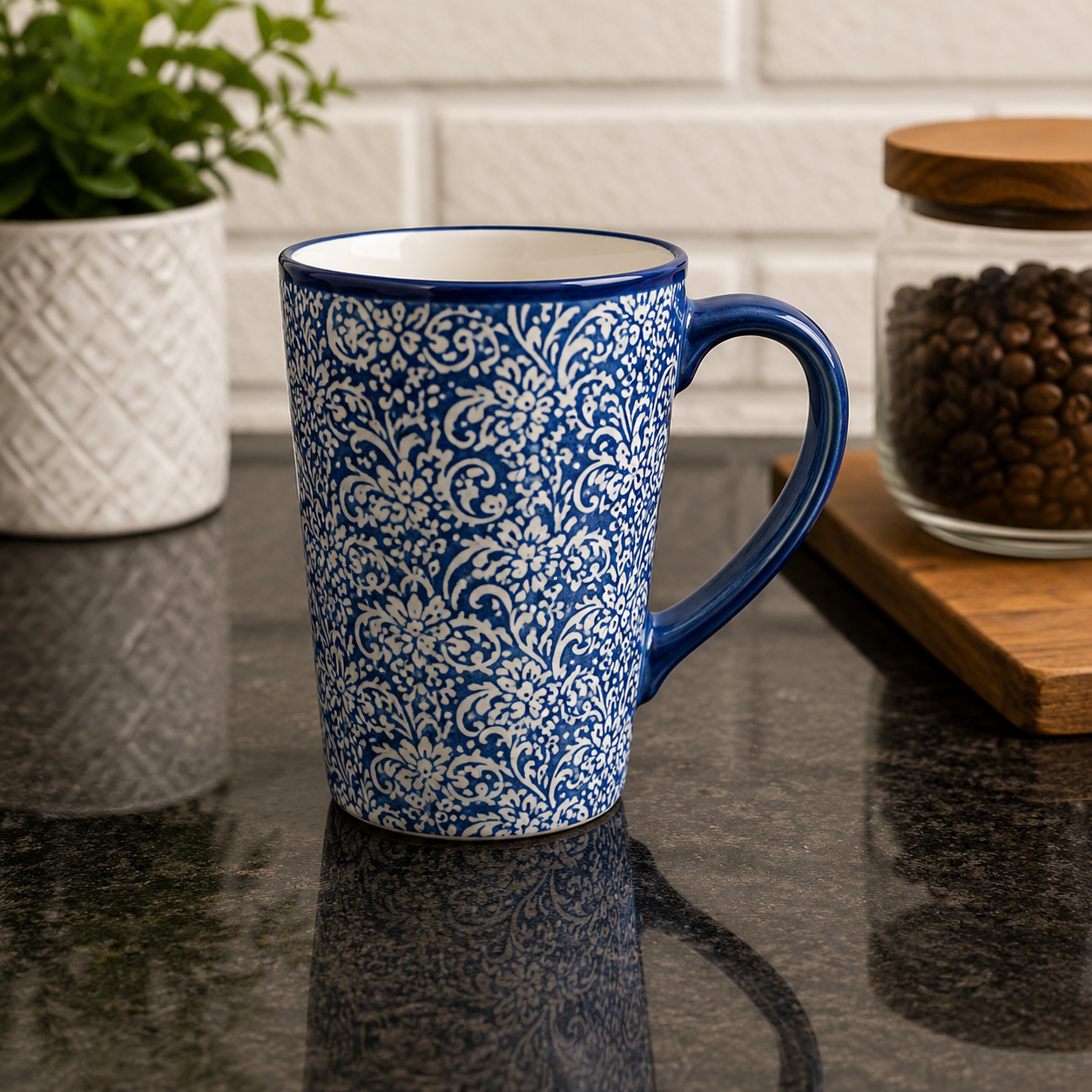 4 PACK CERAMIC MUG SET – BLUE FLORAL