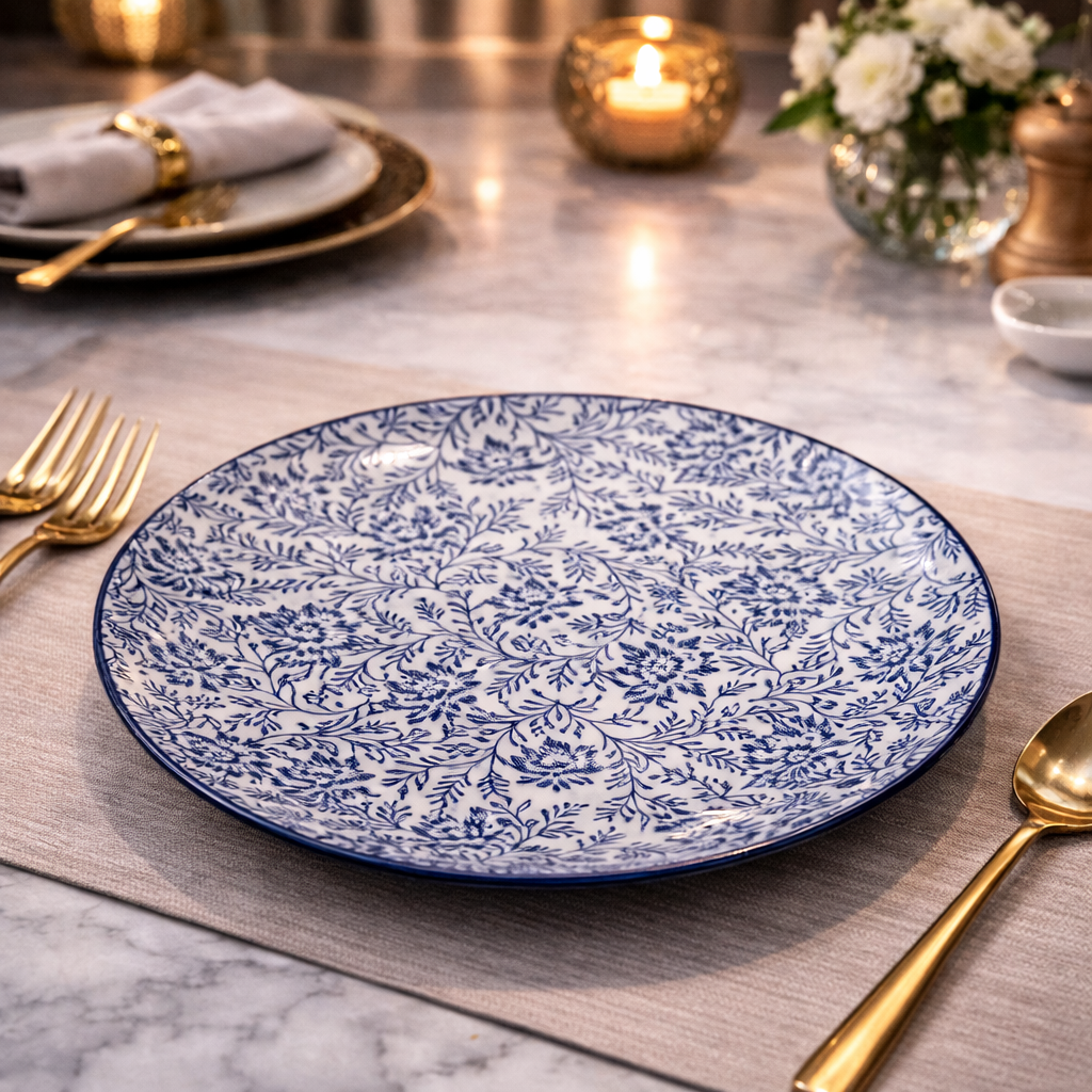 DANNY HOME BLUE FLORAL CERAMIC DINNER PLATE 22CM -85P 2055