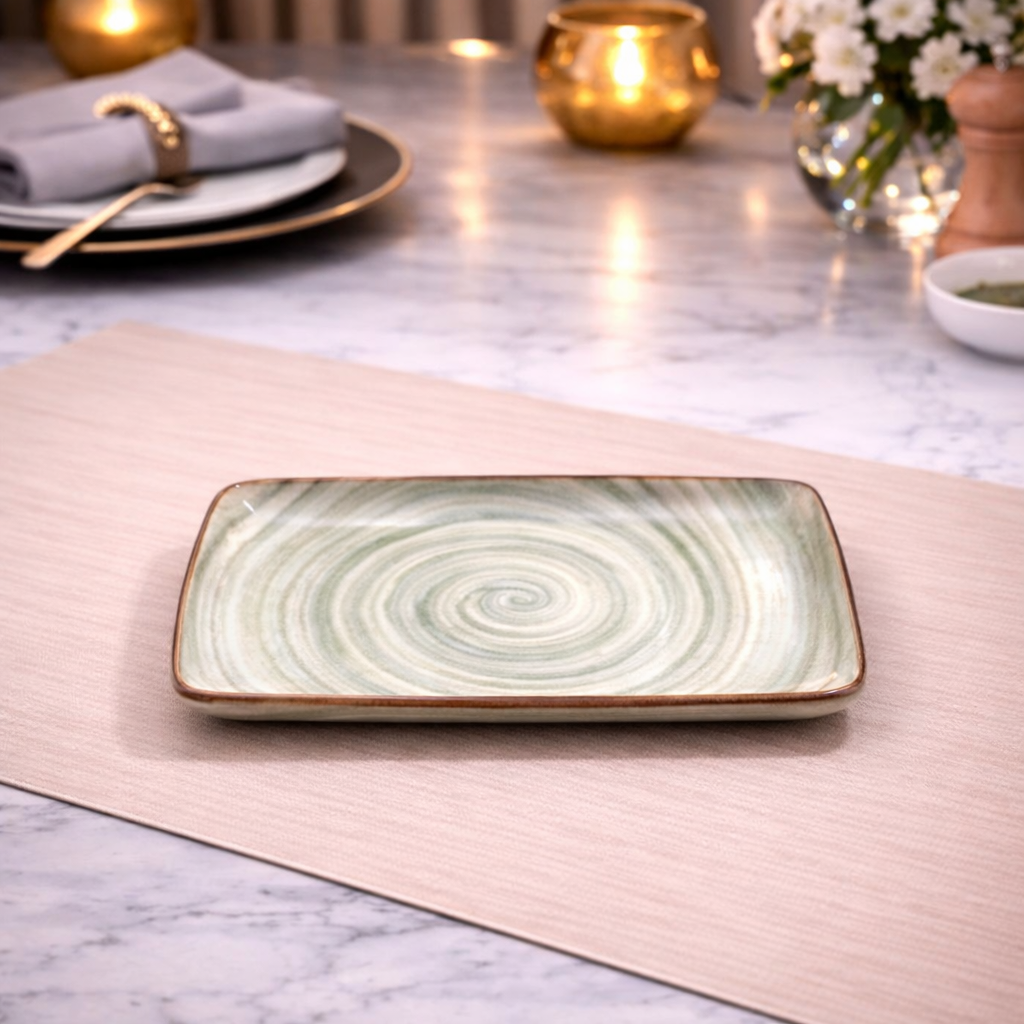 DANNY HOME SPIRAL CERAMIC RECTANGULAR SERVING PLATTER 20.3CM -80CFP
