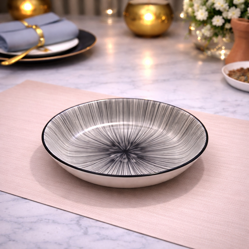DANNY HOME BLACK RADIANT CERAMIC DEEP PLATE 20.3CM -80TP 2010