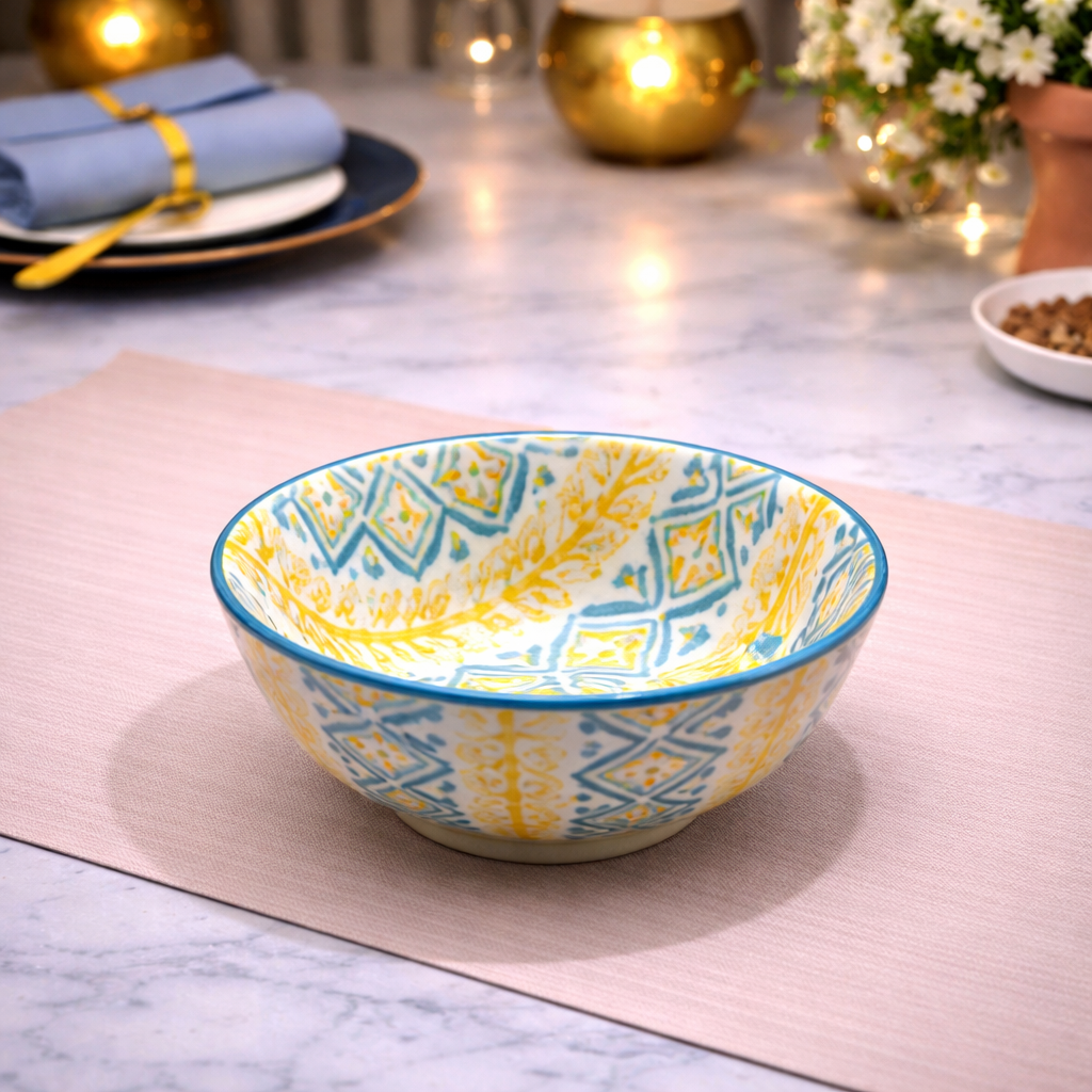 DANNY HOME MEDITERRANEAN PATTERN CERAMIC SERVING BOWL 12.1CM -475FKW 2004