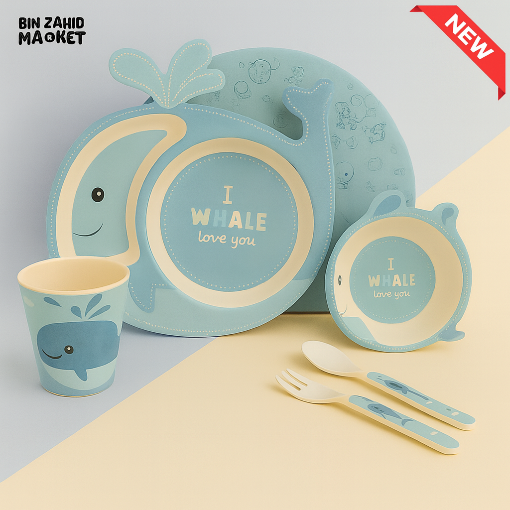 HAPPIMUMS 5IN1 KIDS FEEDING SET - SKY WHALE