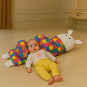 HAPPIMUMS KIDS PILLOW WITH BABY SUPPORT - RAINBOW CHECK