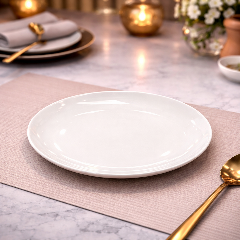 DANNY HOME WHITE CERAMIC FLAT PLATE 19CM -75P 2049