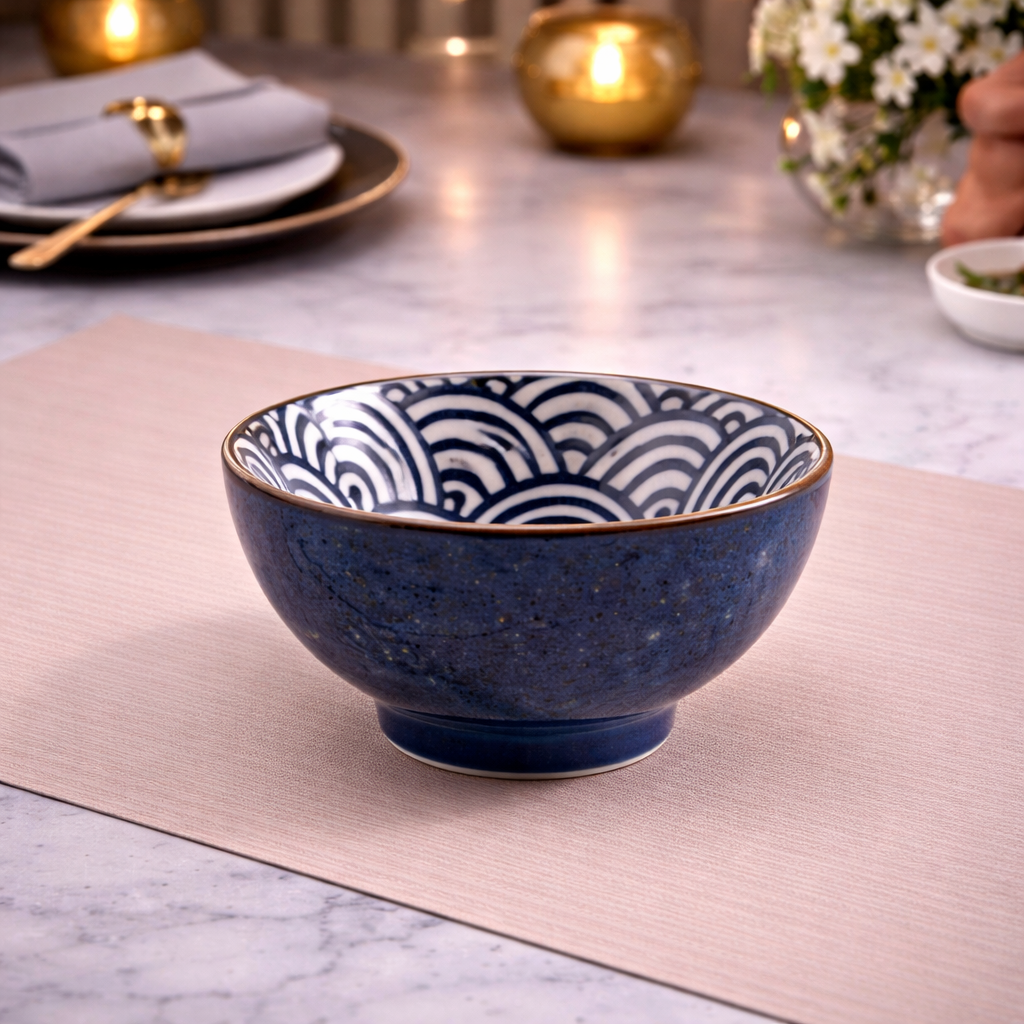 DANNY HOME BLUE PATTERN CERAMIC BOWL 11.5CM -45ZKW 2028