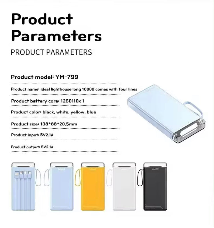 MINI 10000MAH POWER BANK WITH EXTERNAL BATTERY PACK & LED