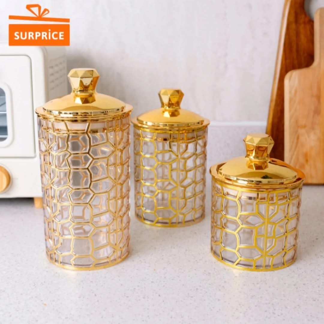 GOLDEN LID SET OF 3 SEALED JAR