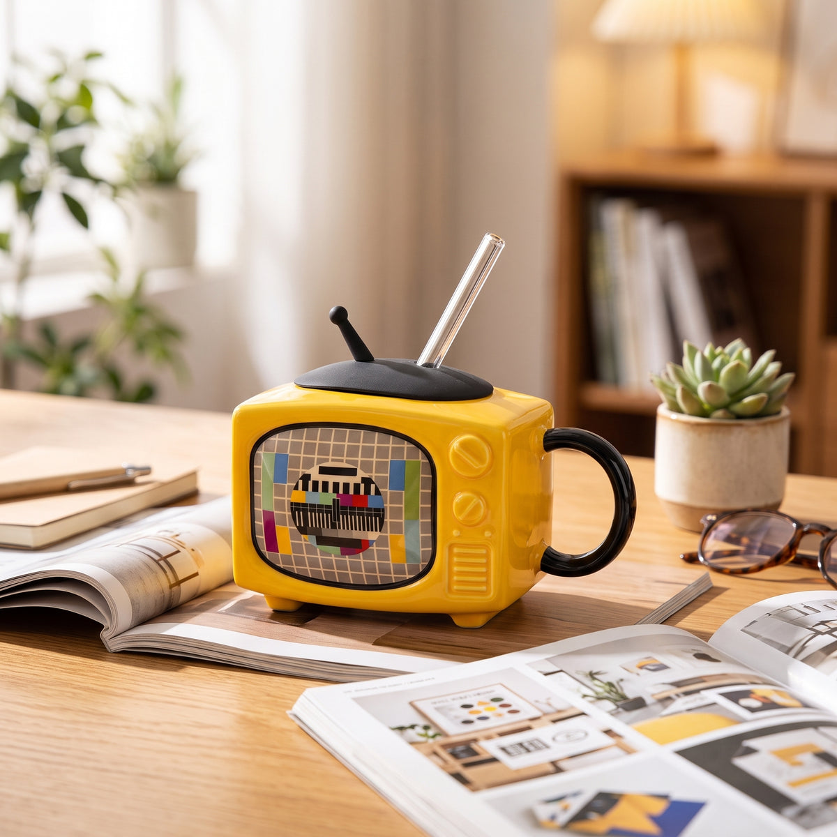Retro Television Ceramic Mug 450ML - Yellow