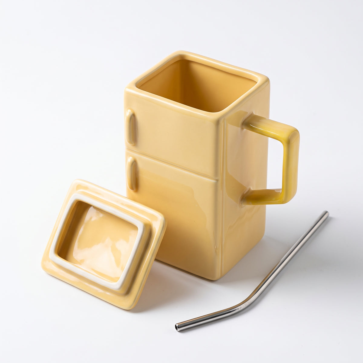 Retro Refrigerator Ceramic Mug 550ML - Yellow