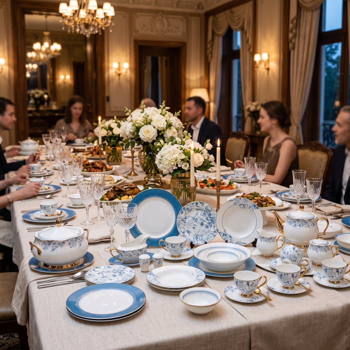 Johnson Bros Inspired Royal Blue Azure Bone China Dinner Set
