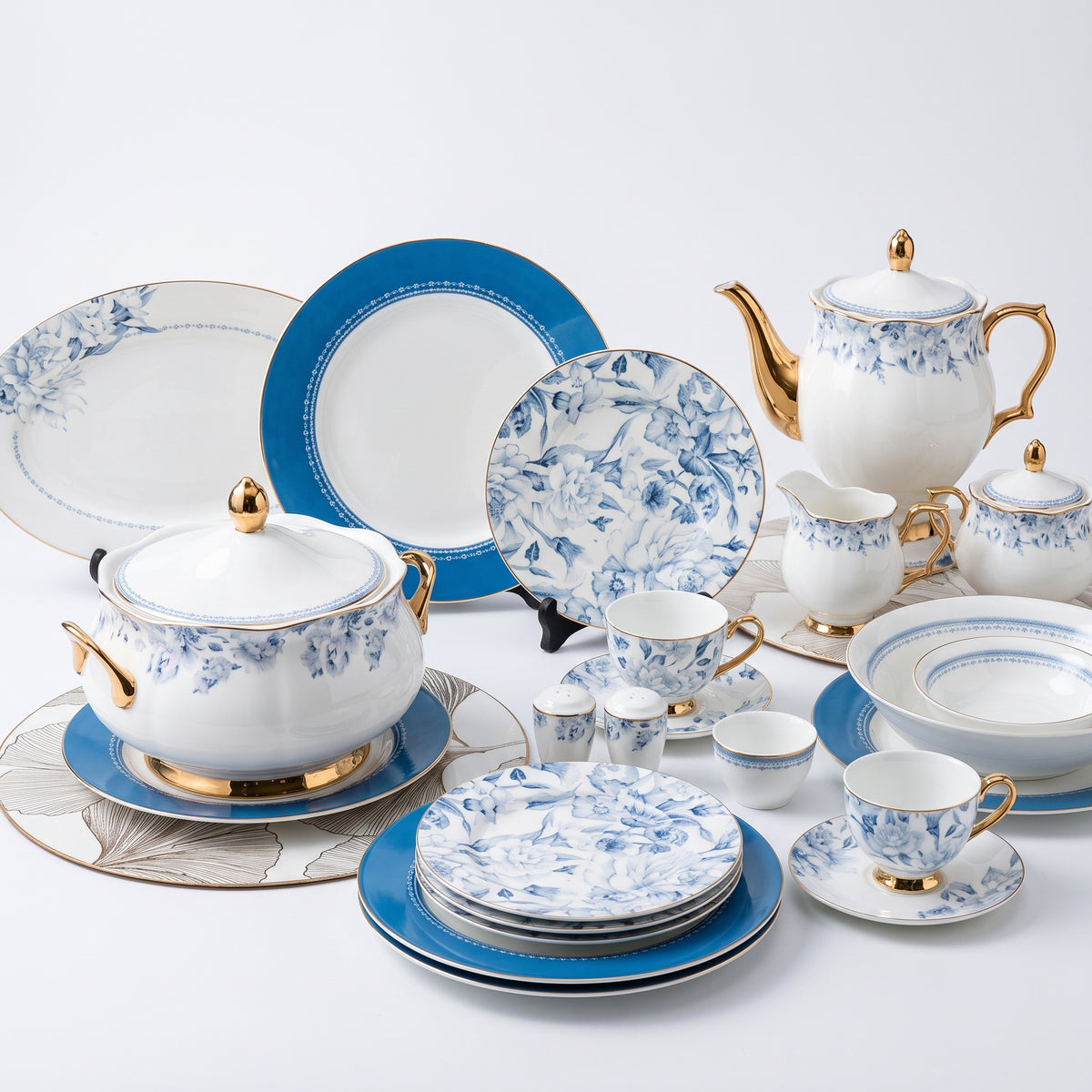 Johnson Bros Inspired Royal Blue Azure Bone China Dinner Set