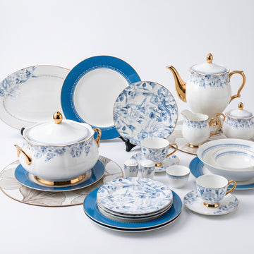 Johnson Bros Inspired Royal Blue Azure Bone China Dinner Set