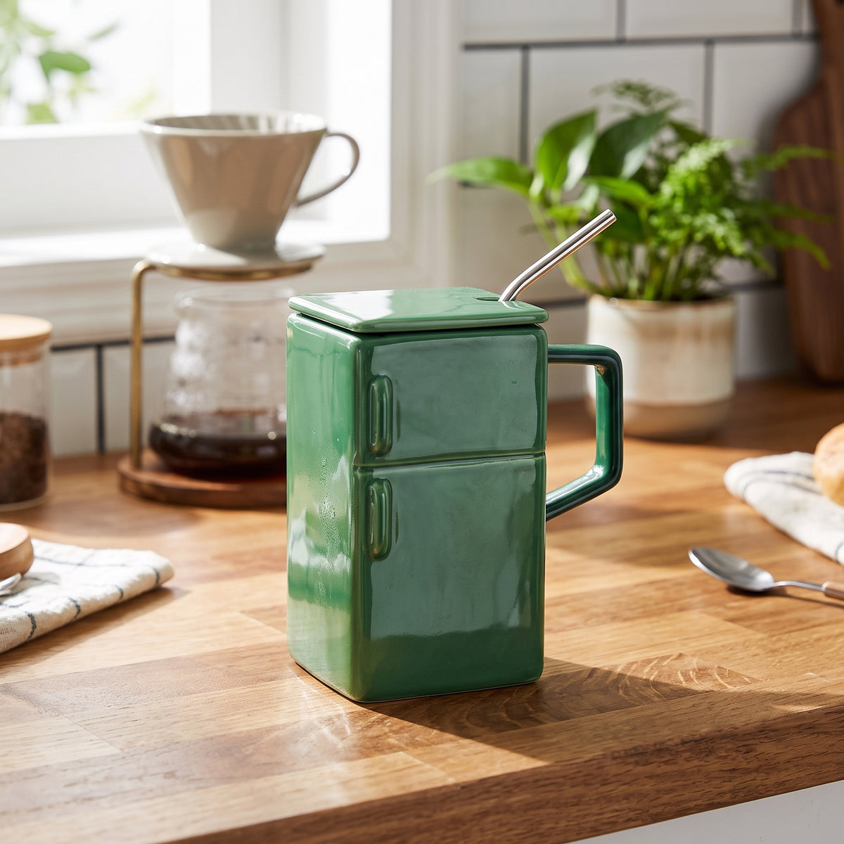 Retro Refrigerator Ceramic Mug 550ML - Green