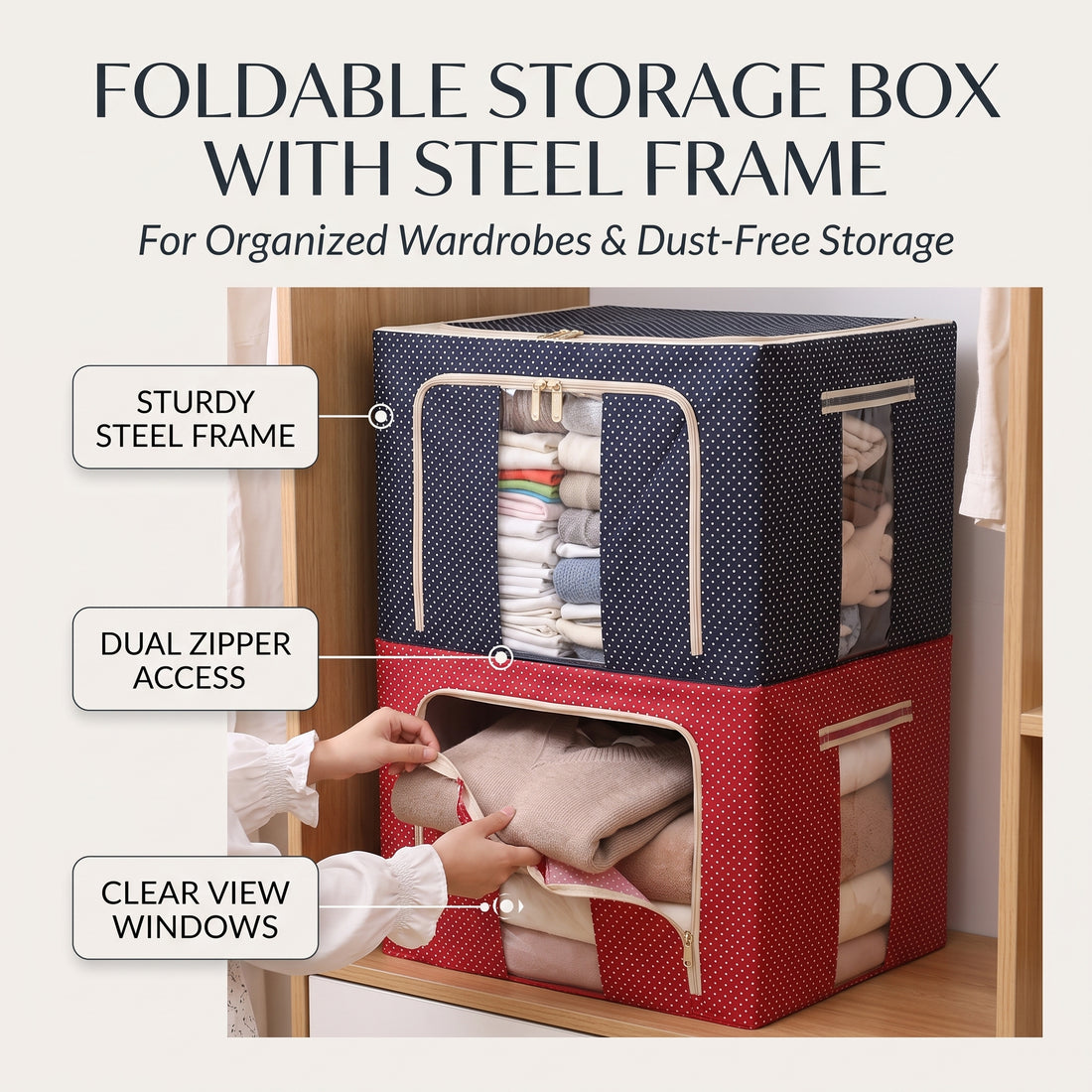 Storium Foldable Storage Box with Steel Frame