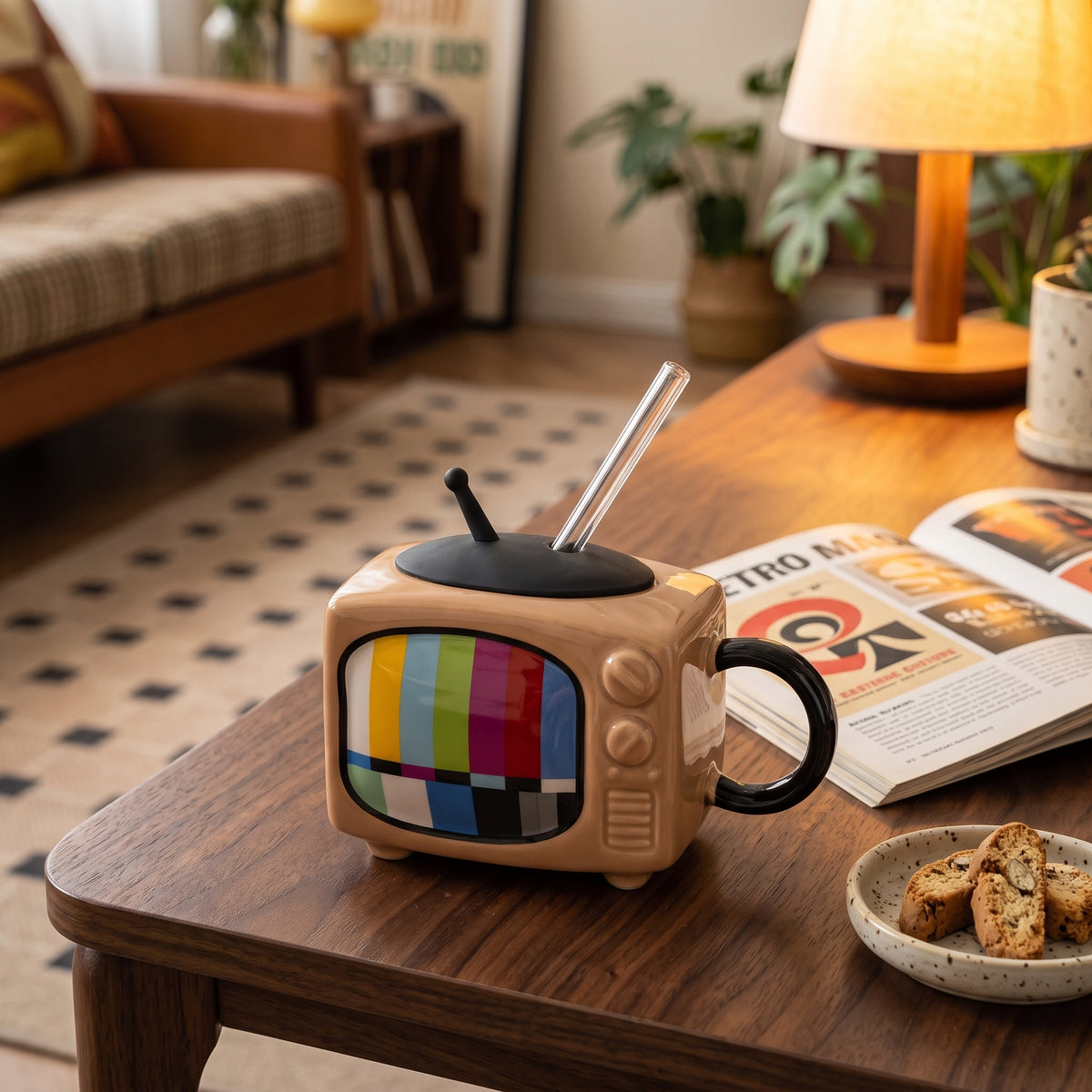 Retro Television Ceramic Mug 450ML - Chocolate