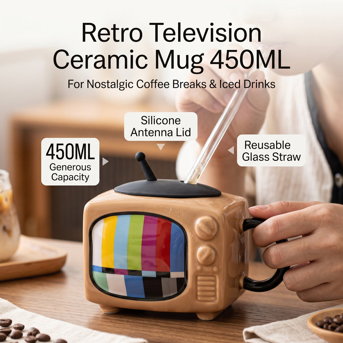 Retro Television Ceramic Mug 450ML - Chocolate