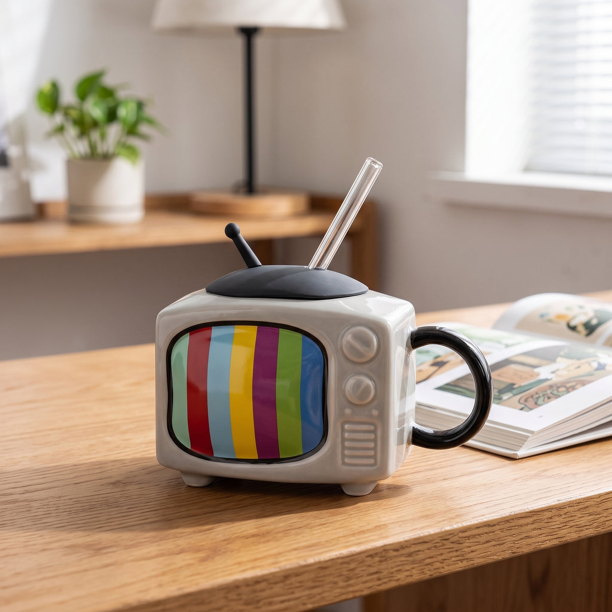 Retro Television Ceramic Mug 450ML - Gray