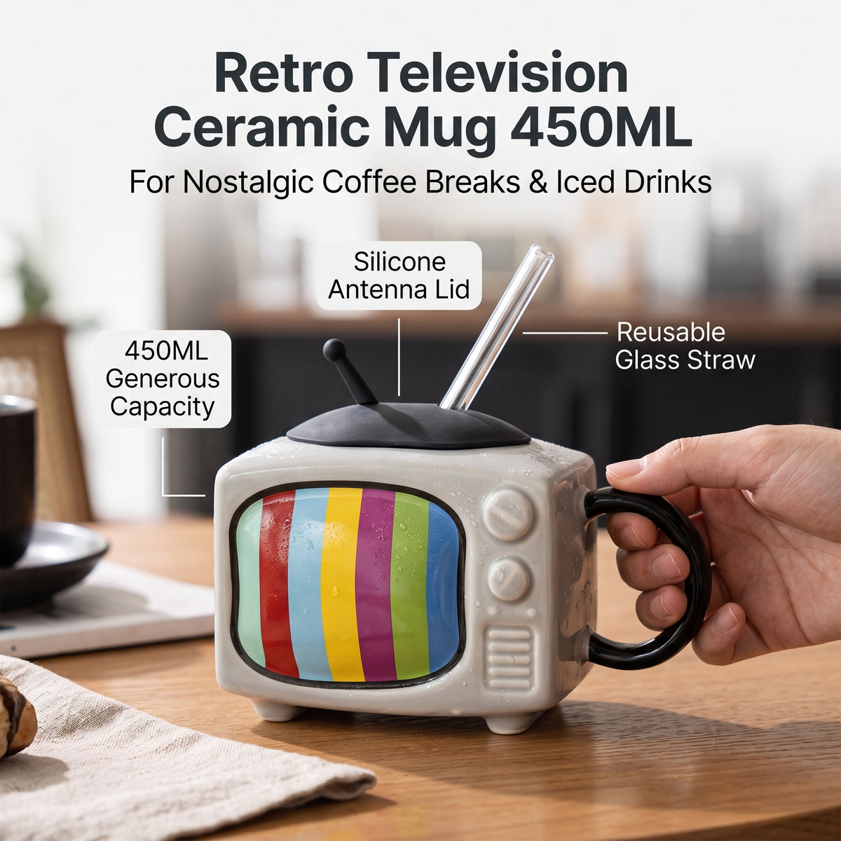 Retro Television Ceramic Mug 450ML - Gray