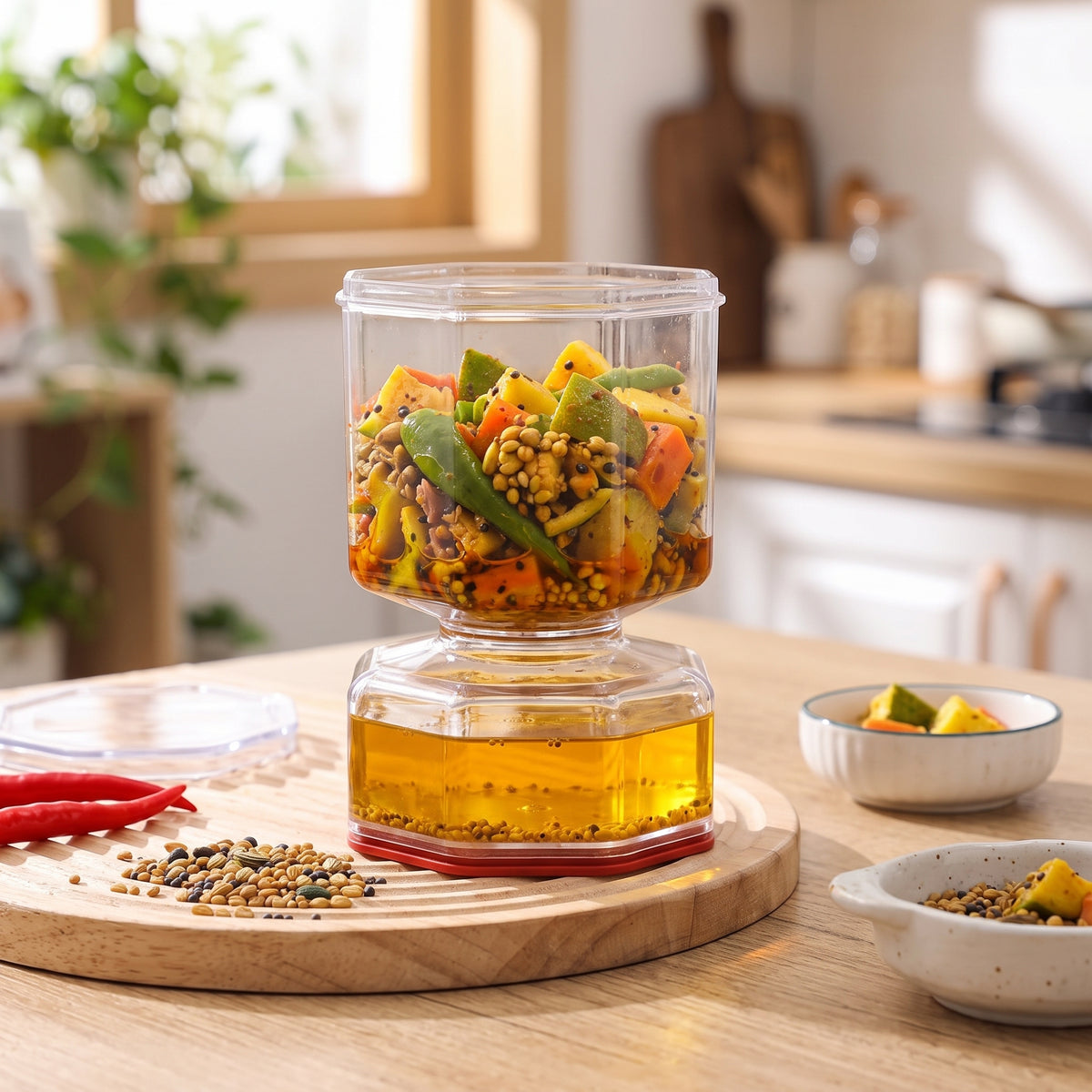Hourglass Pickle & Kimchi Jar with Strainer Separator