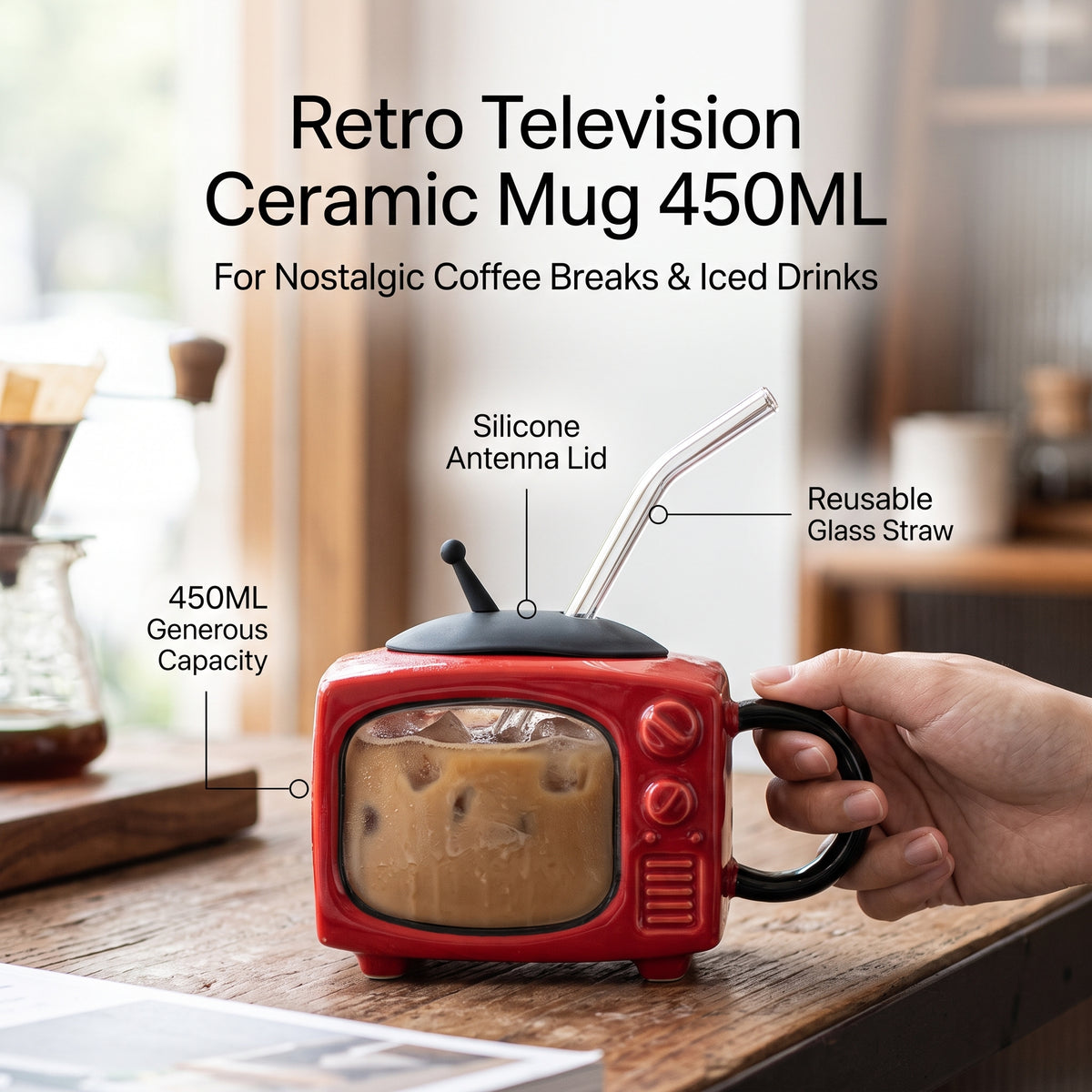 Retro Television Ceramic Mug 450ML - Red