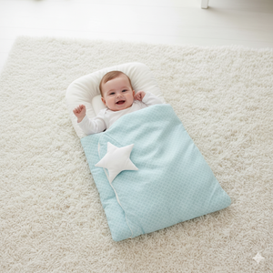 HAPPIMUMS BABY SLEEPING BAG - BLUE CHECK STAR