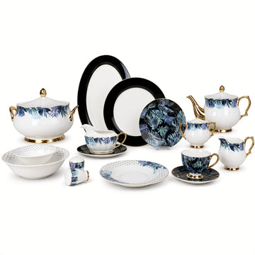 Johnson Bros Inspired Tropical Leaf Patterns Bone China Dinner Set