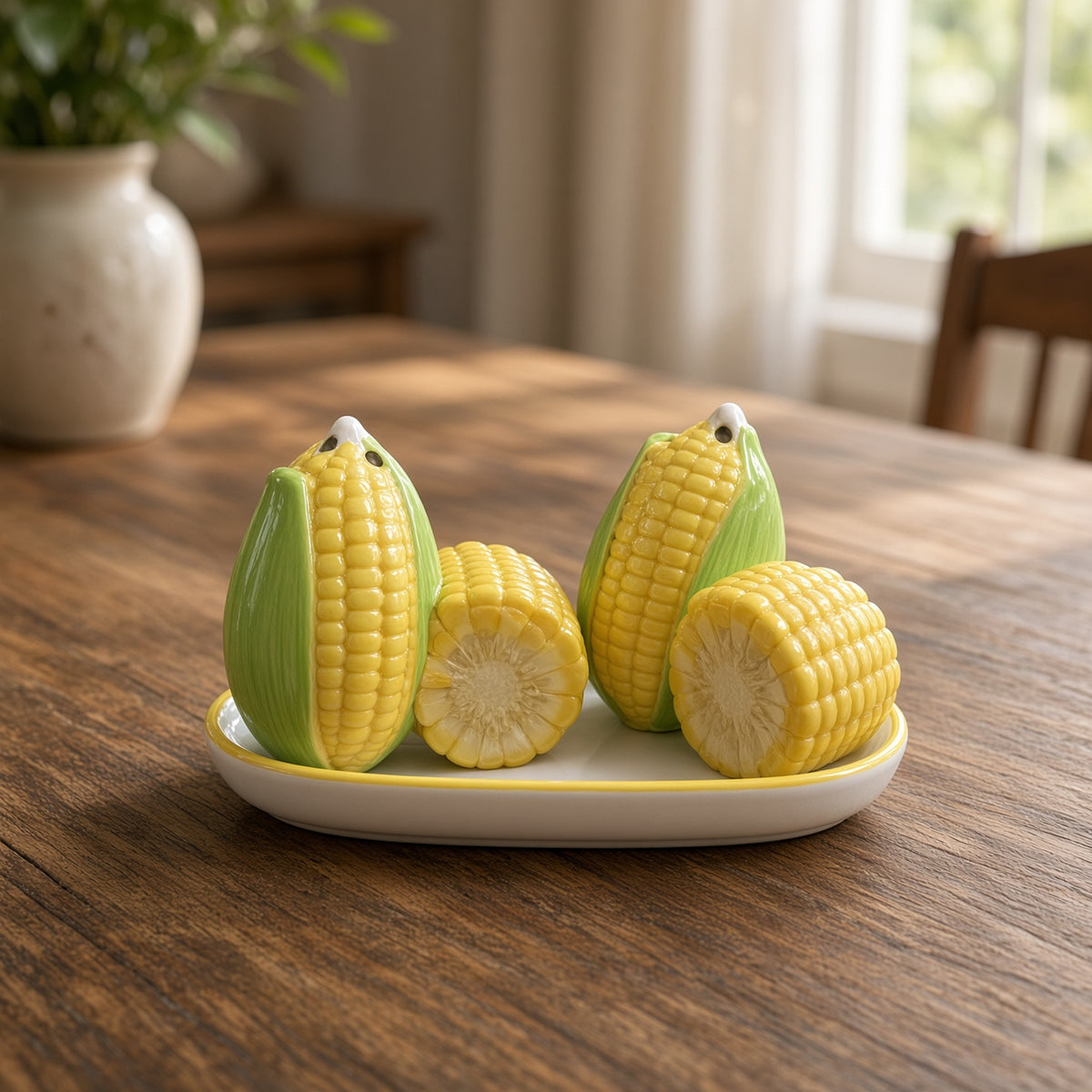 Kitchlux Ceramic Salt and Pepper Shakers - Yellow Corns