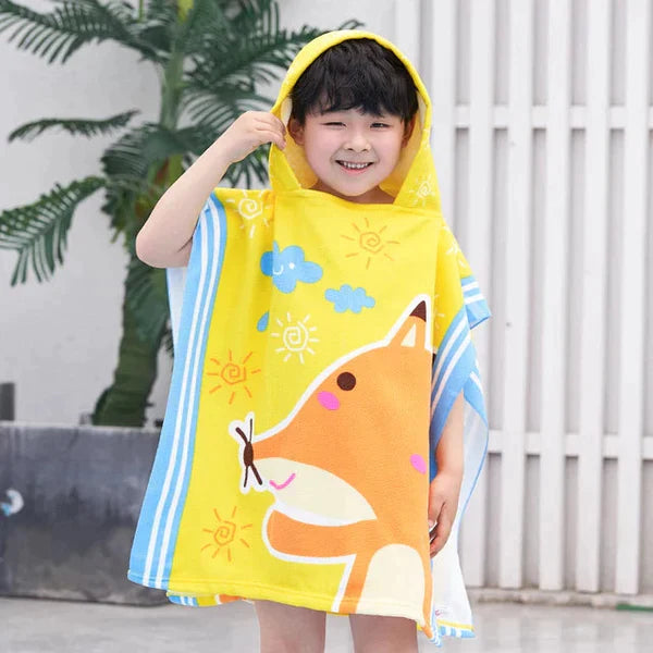 CARTOON PRINTED KIDS HOODED BATHROBE